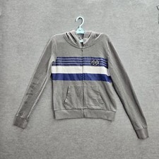 PINK Victoria's Secret Women Sweatshirt M Gray Logo Embroidery Striped READ