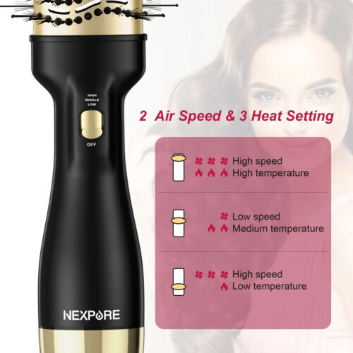 NEXPURE Cepillo de Aire Caliente Iónico Secador de Pelo Cerámica Titanio Barril - Imagen 5 de 24
