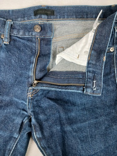 Pantalones de mezclilla Uniqlo para hombre 32x34 (32x31) tela japonesa cruda por Kaihara ribete ajustado - Imagen 10 de 14