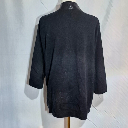 Women's Mercer Street Studio Black Sequin Open Front Cardigan Cocktail Dinner XL - Picture 4 of 6