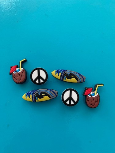 6 Surf Board Peace Sign Shoe Charms For Croc Bracelet Shoes Wristband Accessorie - Picture 8 of 9