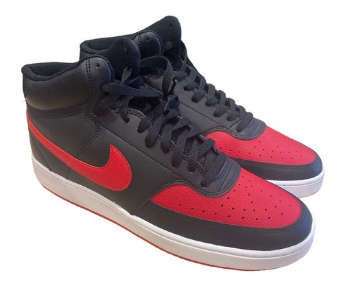 0919) Nike Court Vision Mid BRED Black/University Red DM8682-001 Men’s Size 12 - Picture 1 of 8