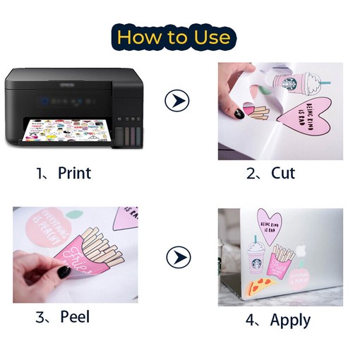Vinyl Sticker Paper Glossy Matte Clear Waterproof Printable Inkjet Laser Printer - Picture 4 of 16