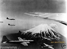 B-29's FLYING PAST MOUNT FUJI JAPAN - REPRINT PHOTO - 8" by 10"