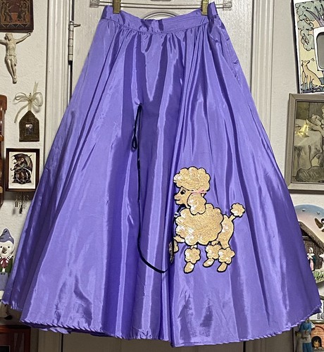 Vintage 1950 Style Purple Poodle Skirt (Hand)Made Of Taffeta & Netting Petticoat - Picture 3 of 24