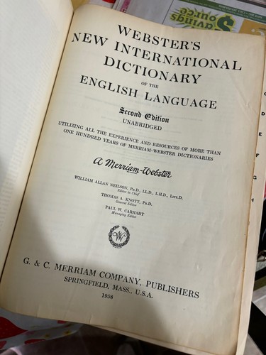 Webster's New International Dictionary zweite Ausgabe ungekürzt 1958? Vintage - Bild 5 von 5