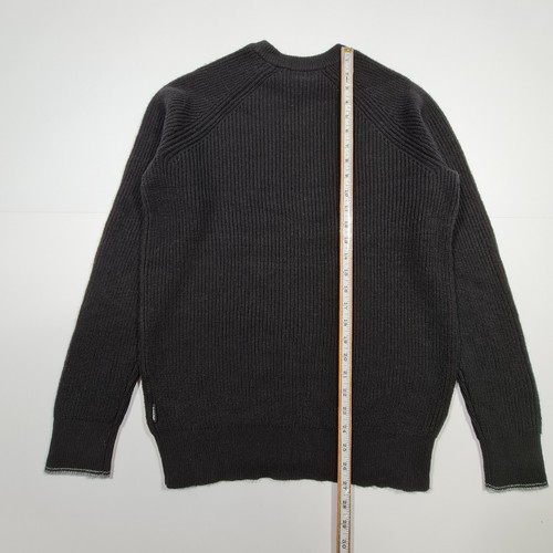 Calvin Klein Mens Jumper Black Small Tight Knit Wool Pullover Top - Picture 8 of 9