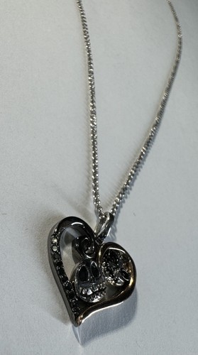 Disney Diamond Heart Pendant Two Tone 10K Gold + 925 Nightmare Before Christmas - Picture 10 of 18