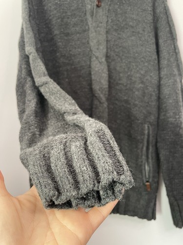 Timberland Knit Grey Quarter Sweater Jumper Chunky Lambswool Fisherman Large - Picture 6 of 14