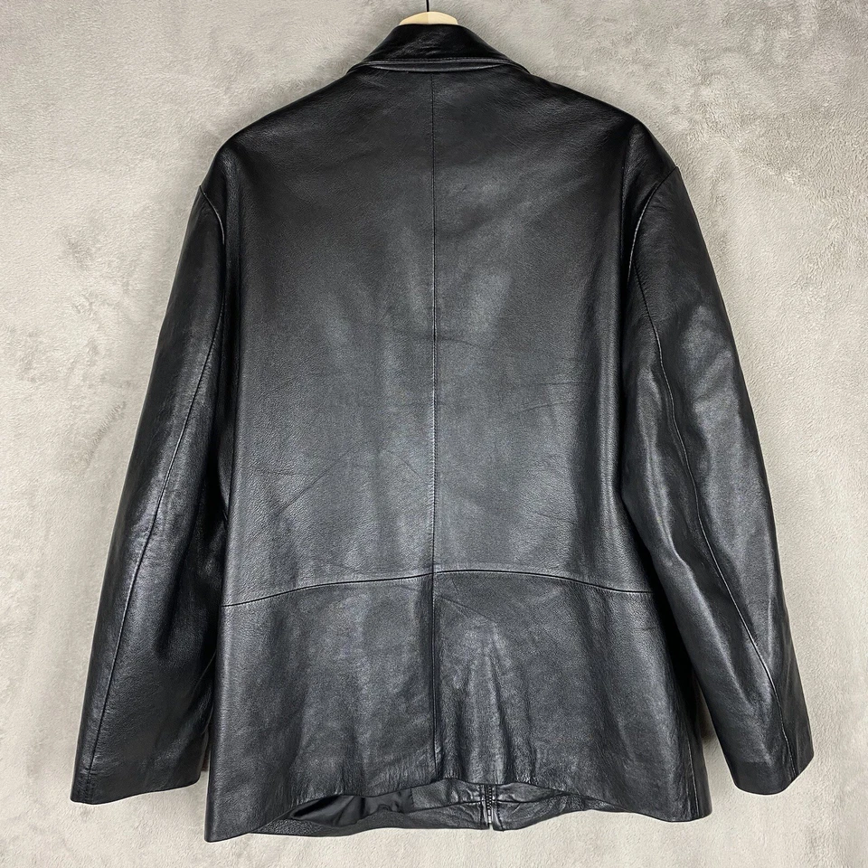 Chaqueta de cuero clásica negra MIK Sports para hombre mediana Conceria Patrizia Italia Foto 4 de 4