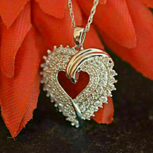 2Ct Round Cut Moissanite Heart Fancy Pendant Free Chain 14k White Gold Plated - Bild 5 von 6
