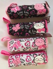 Kitty Cat Plush Canvas School Pencil Case Travel Carry Pouch Bag New