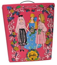 BARBIE Vintage 1969 PINK Vinyl BARBIE Doll Trunk Case Mattel 5 compartment