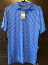 G/Fore G4 Golf Shirt Polo Stripe Blue Black Medium NWT