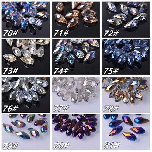 Teardrop Faceted Crystal Glass 12x6mm 16x8mm 20x10mm 25x12mm Loose Pendant Beads - Picture 10 of 81