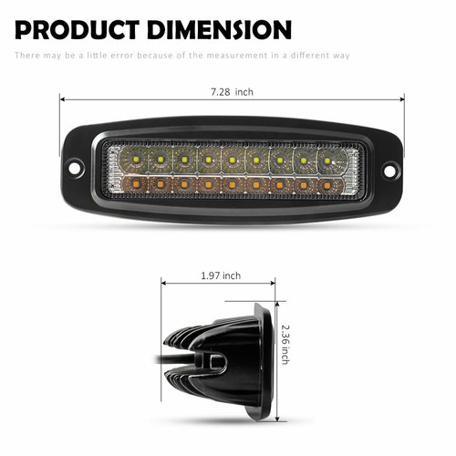 2x 7"Inch Flush Mount LED Pods Work Light Bar Flood Beam Driving Offroad SUV - Bild 5 von 10