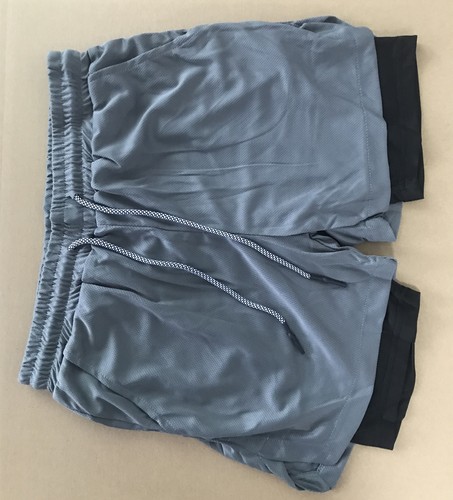 Pantaloncini da corsa con tasche telefono pantaloni sportivi jogging asciugatura rapida UK uomo 2 in 1 - Foto 7 di 11