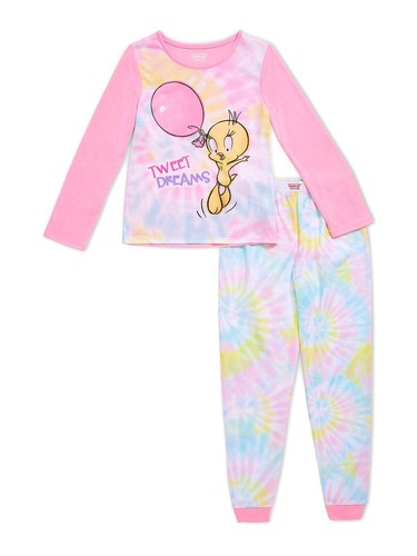Mädchen Looney Tunes Tweety Vogel Pyjama Shirt Hose Set 6 6X 7 S rosa Space Jam - Bild 1 von 2