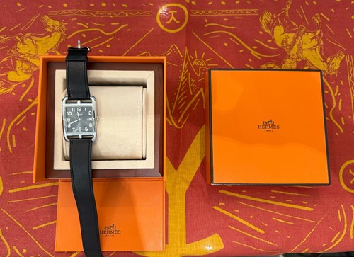 HERMES CAPE COD DOUBLE TOUR 33MM ANTHRACITE/BLACK - W/ BOX + PAPERS - Picture 1 of 8
