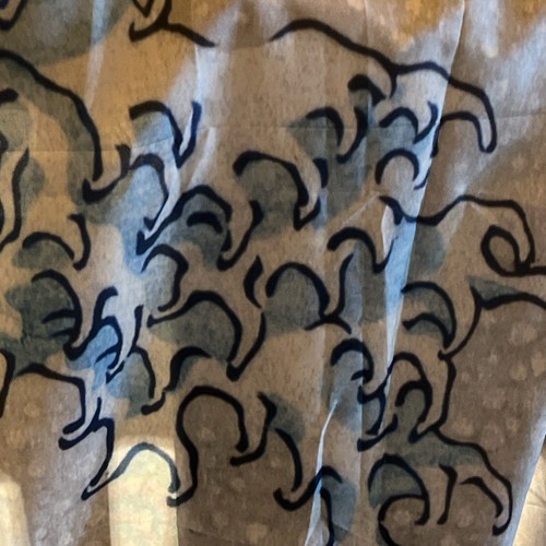 NWT Wall Hanging Tapestry by U HOMMI Tsunami Mountain Boats Scene 150 X 150 - Picture 5 of 6