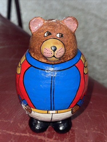 Habitat International Vtg Paper Mache Christmas British Ornament Bear Figurine - Picture 2 of 8