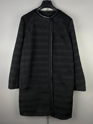 M Missoni Womens Coat Pleated Button Black Designer Long Jacket Size L