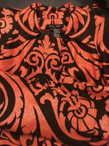 NWOT Etcetera Womens Size 2 Tailored Brown/glitter Orange Tapestry retro Look - Picture 7 of 9