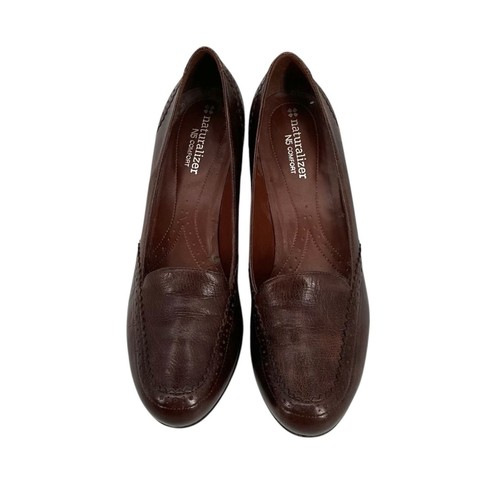 Naturalizer Pumps Heels Women’s Size 8N NARROW Shoe Brown Leather Block Heel - Picture 2 of 10