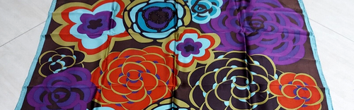 Vintage Authentic Scarf CODELLO Floral Brown Turquoise Soft Silk 34" - Picture 4 of 6