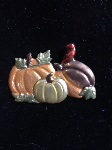 Herbst/Halloween/Thanksgiving Kürbis goldfarben KC Brosche - Bild 1 von 5