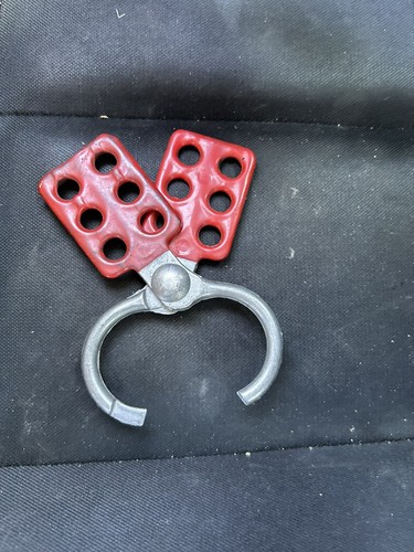 LOTO Hasp Safety Lockout Tagout Red Vinyl Coat 6-Loch - Top Zustand!