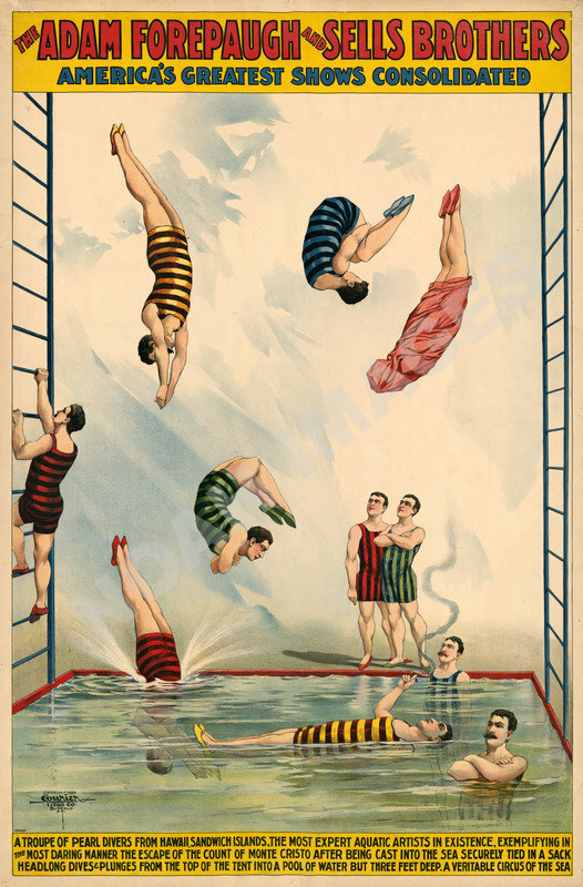 Forepaugh Sells Brothers Pearl Diver vintage circus poster