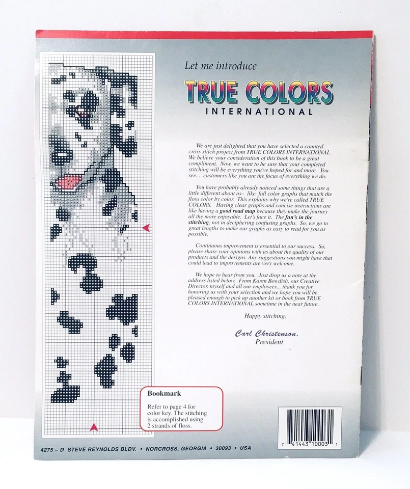 Folleto vintage con patrón de punto de cruz Crazy for Dalmations  Foto 2 de 2