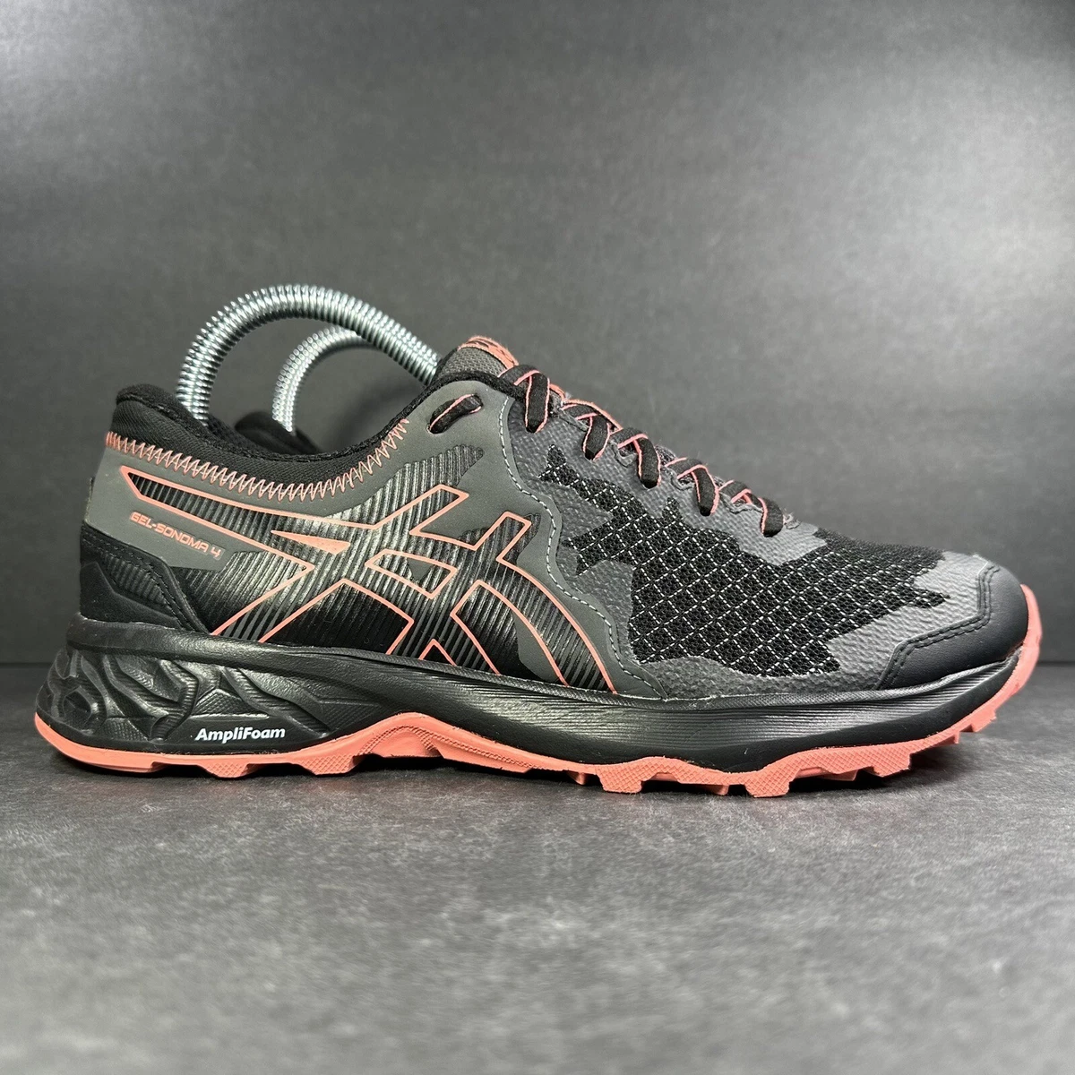Asics Gel Sonoma 4 Running Shoes Womens Size 7.5 Black Papaya