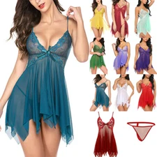 1Set Women Sexy-Lingerie Sleepwear G-string Dress Babydoll Underwear Nightwear