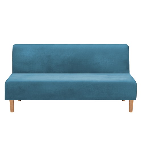 Velvet Futon Cover Armless Sofa Cover Stretch Sofa Bed Cover Furniture Protector - Picture 58 of 97
