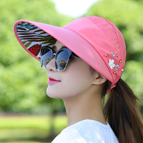 Women Summer Wide Brim Foldable Sun Hat Anti-UV Beach Cap Adjustable Visor Hats - Picture 14 of 25