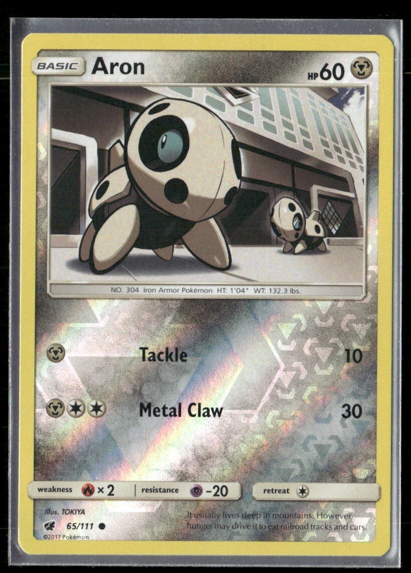 2017 Crimson Invasion Set Pokemon Card 065  Aron Reverse Foil LP