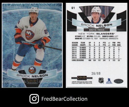 BROCK NELSON 2019-20 O-Pee-Chee OPC Platinum Arctic Freeze #61 /99 - Picture 3 of 3