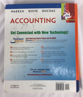 Accounting Warren Reeve Duchac 22E 200425RGS/BA 9780324401844| eBay