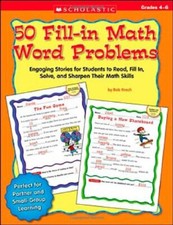 50 Fill-in Math Word Problems: Grades 4-6, Krech, Bob