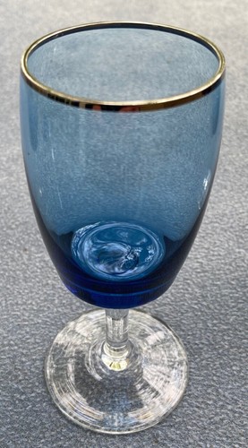 Set of FOUR Gorham Crystal Summer Sky Blue Handblown Wine Goblets  - Bild 7 von 9