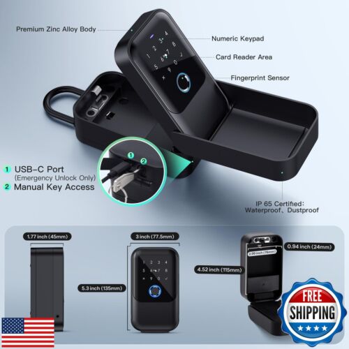 Gaurqiah Smart Key Lock Box, Bluetooth Lock Box with Fingerprint and Passcode - Picture 3 of 5