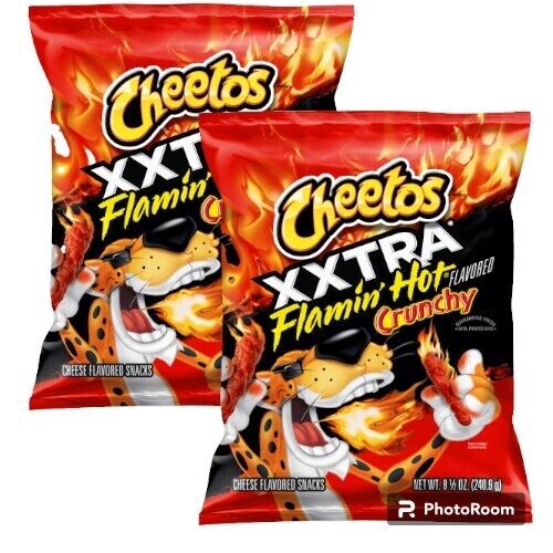 Cheetos Crunchy XXTRA FLAMIN' HOT Käse Snack Chips 8,5 Unzen (2 Beutel) - Bild 1 von 5