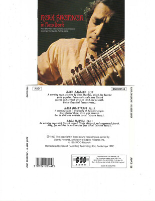 RAVI SHANKAR - IN NEW YORK (CD 1992) *3 LONG TRACKS*  BGO