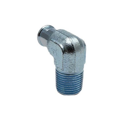 90� Deg Heater Hose Fitting 1/2" NPT to 5/8" Hose Barb Chrome Billet Steel Zinc - Bild 2 von 2