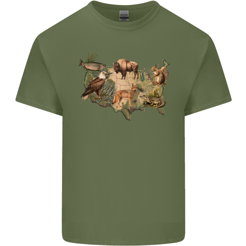 American Tiere USA Eagle Buffalo Fisch Wolf Herren Baumwolle T-Shirt - Picture 6 of 19
