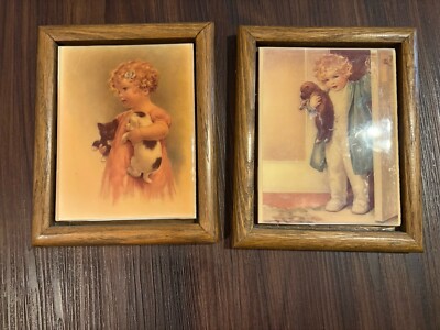 Qty 2 Vintage Framed Tiles by Bessie Pease Gutmann Rockford Editions