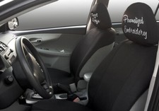 For BMW Personalized Embroidered Foam-Backed Cloth Headrest Covers 2-Pc Red