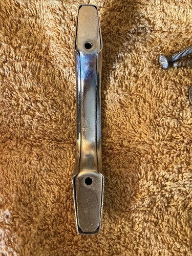 Vintage 40s Deco National Chrome Ribbed Blue 3 Stripe Handle Pull - Picture 12 of 15